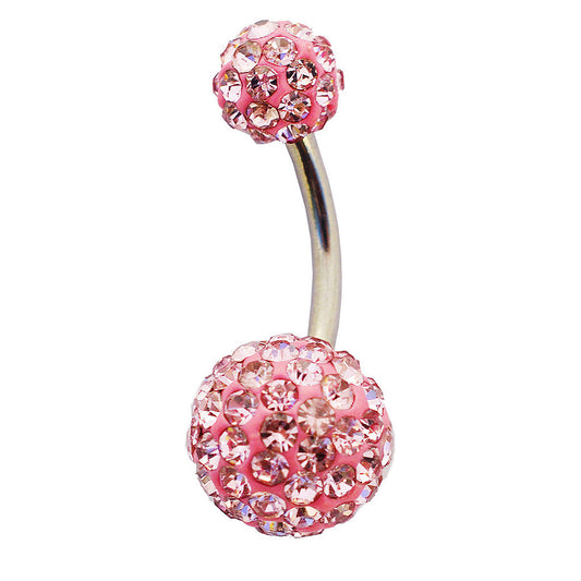 Stainless Steel Pink Diamonte Belly Ring