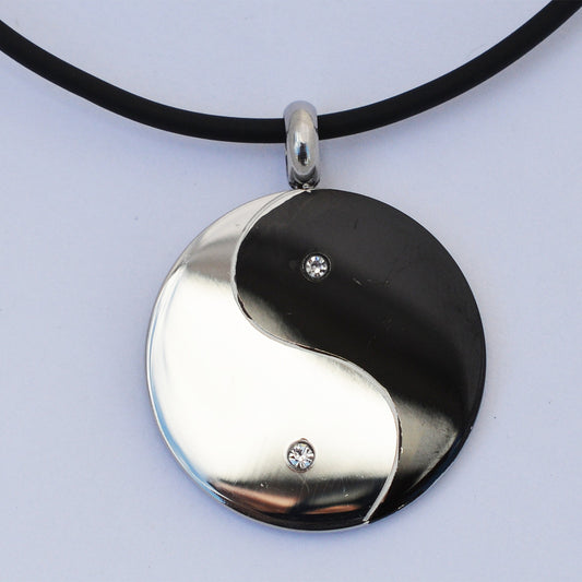Stainless Steel Ying Yang with diamonte Pendant