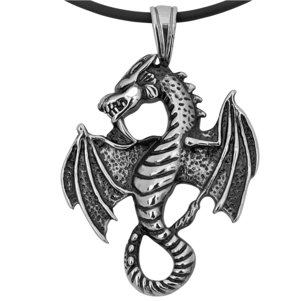 Stainless Steel Dragon Pendant - version 1