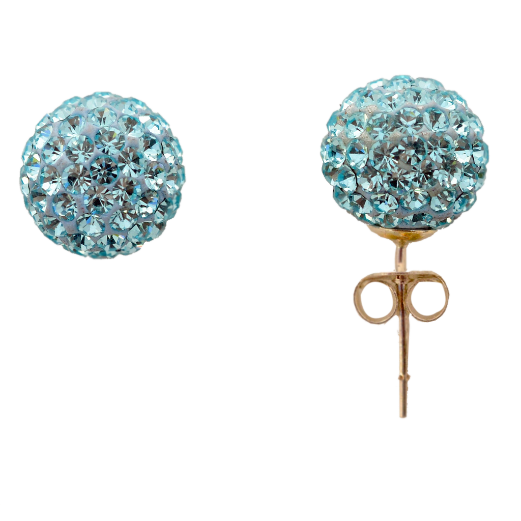 Sterling Silver Disco Ball Earrings - Light Blue