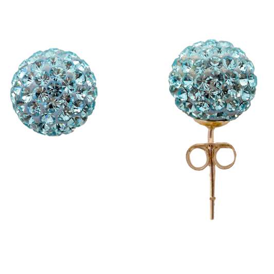 Sterling Silver Disco Ball Earrings - Light Blue